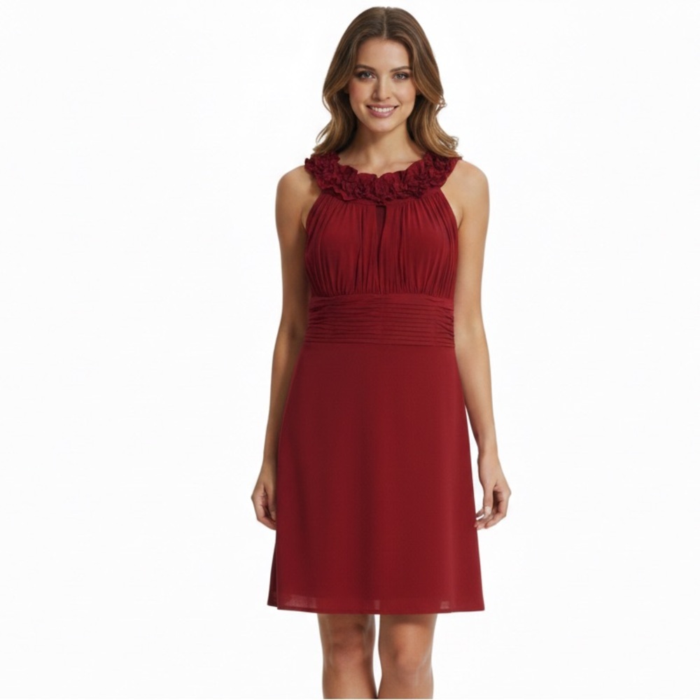 Signature By Sangria Elegant Little Red Sleeveless Dress Woman Lady Size 10